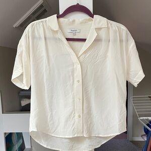 Madewell Ivory, XXS, Silk, Short Sleeve Shirt